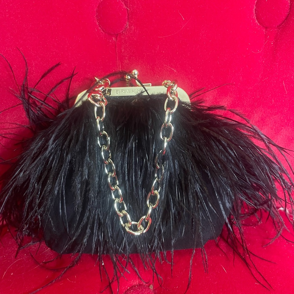 COPY - Brahmin Bag with black feathers. Hard to find & very lovely.